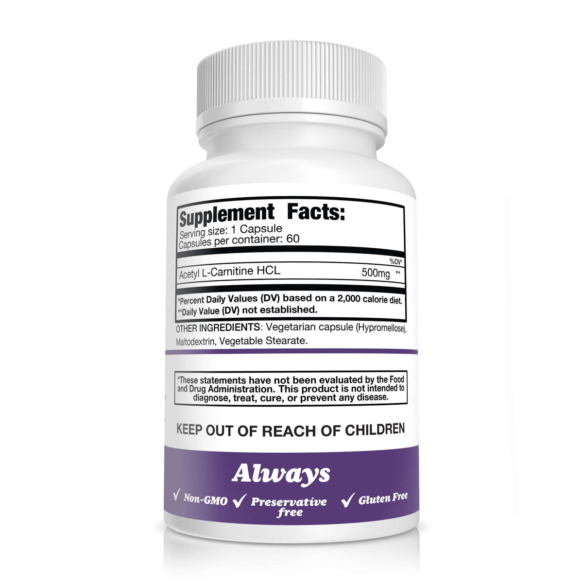 Buy Acetyl L-Carnitine (ALCAR) 500mg Capsules by Pure Nootropics