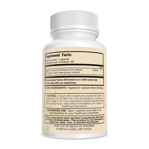 Lion's Mane 8:1 Mushroom Extract Capsules