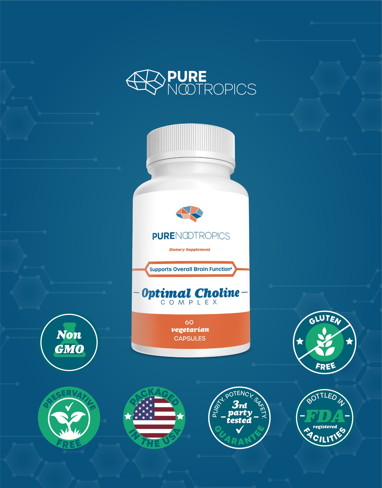 Pure Nootropics Optimal Choline Complex CDP Choline & Alpha GPC
