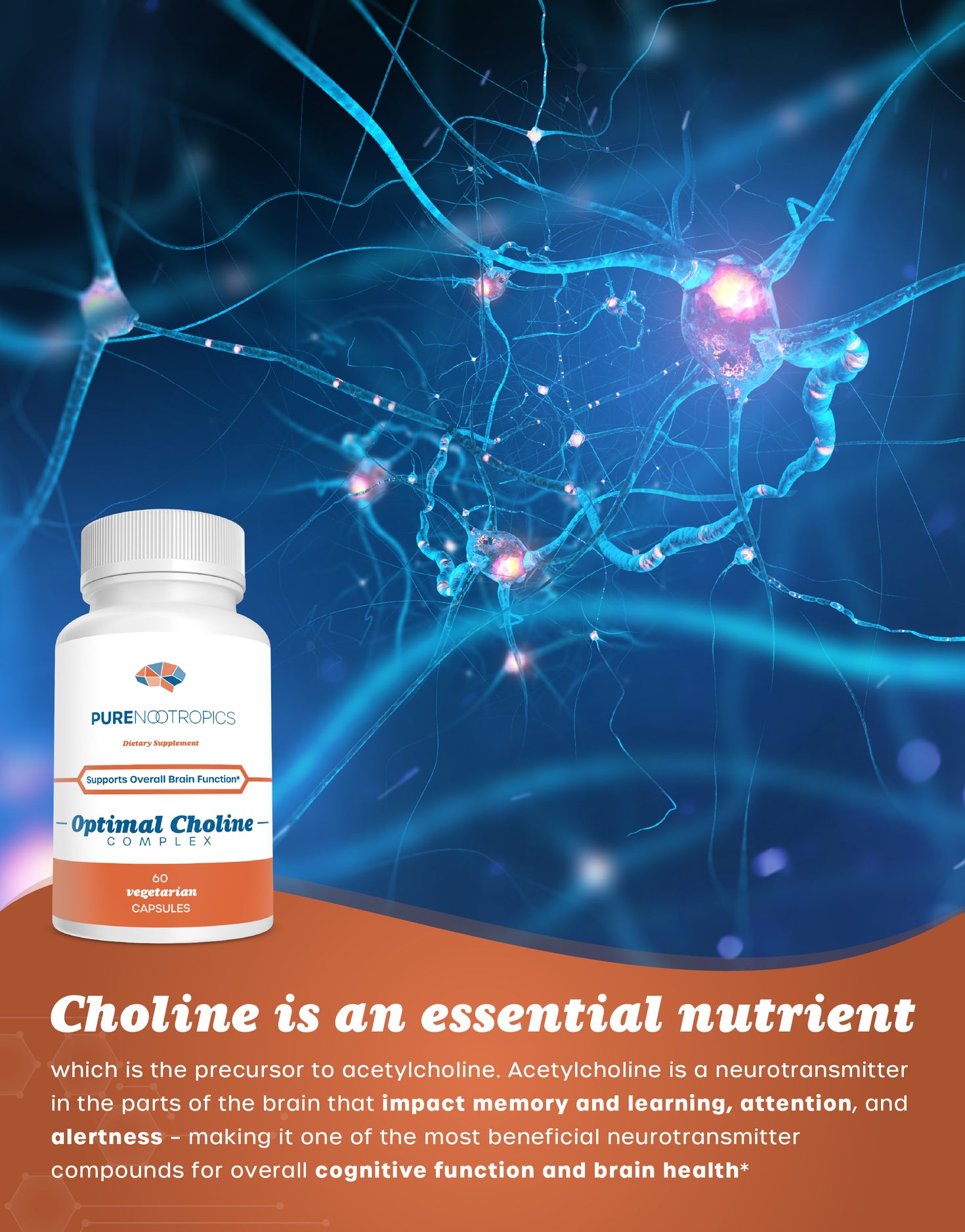 Pure Nootropics Optimal Choline Complex CDP Choline & Alpha GPC