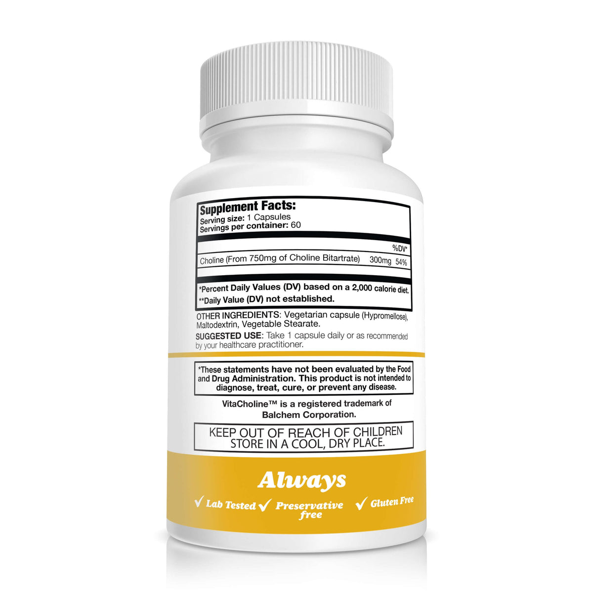 Buy Choline Bitartrate (VitaCholine®) Capsules by Pure Nootropics