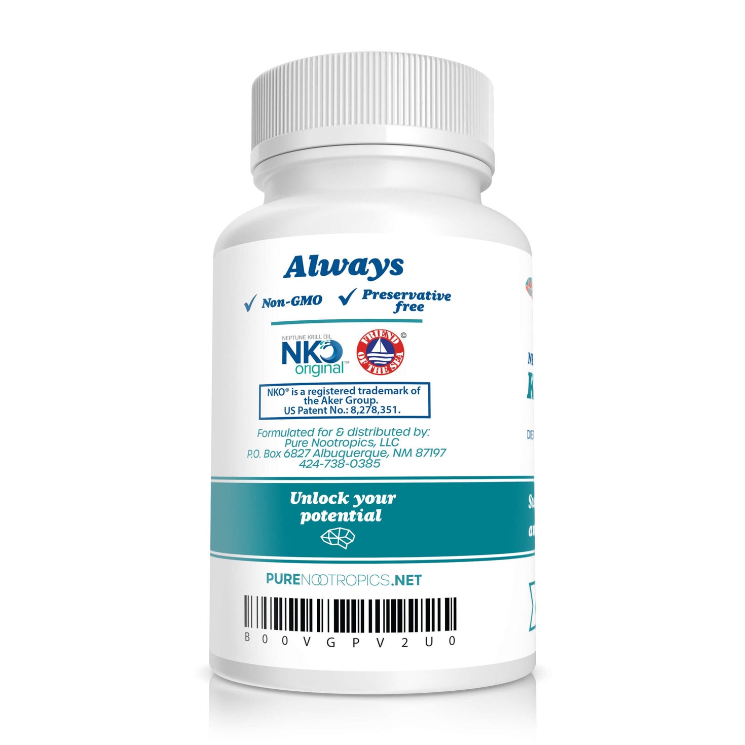 Pure NKO® Krill Oil Omega 3's (DHA & EPA) Astaxanthin Pure Nootropics